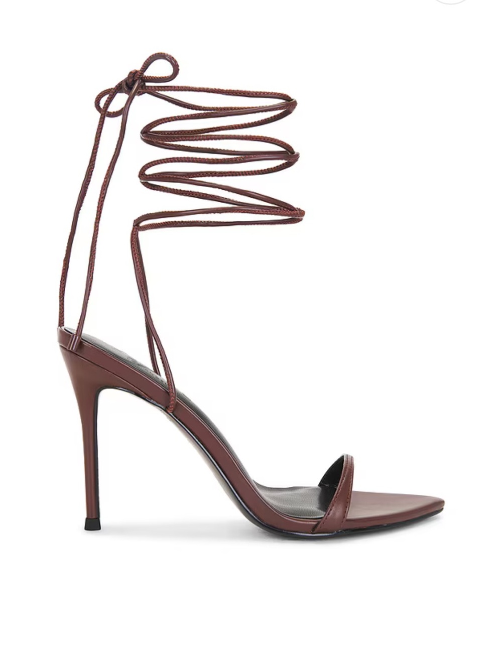 Femme LA Lyra Sandals Tobacco Brown Lace-Up Stiletto Heels shoes Revolve 6